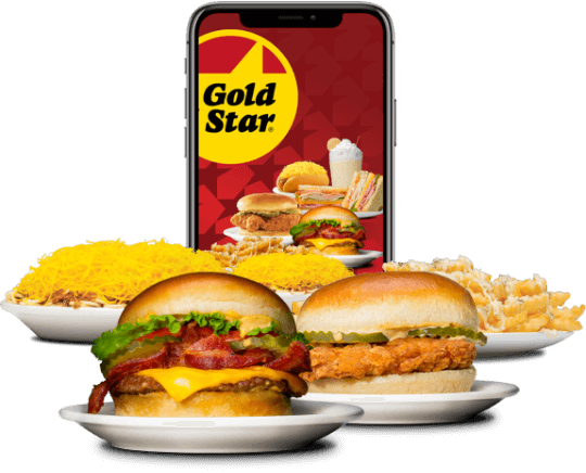 Variey of plated food and example of mobile app